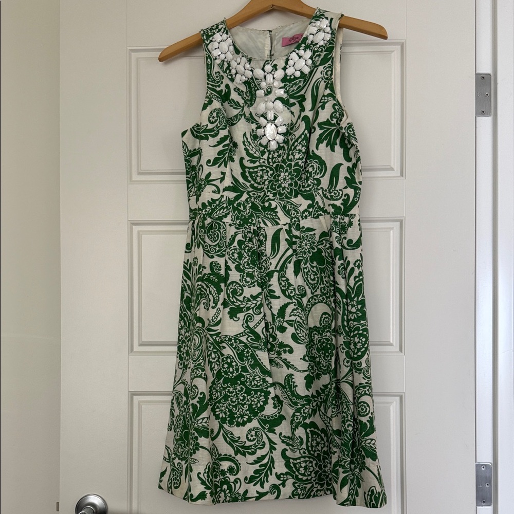 Eliza J Green and White Floral Dress